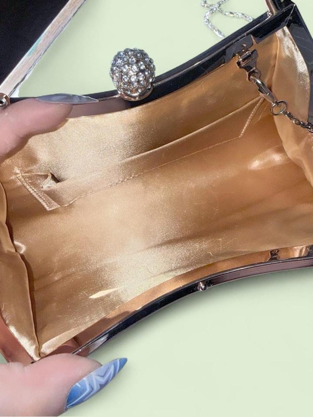 Vintage Gold and Silver Crystal Evening Clutch - Picture 3 of 6